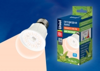 Лампа светодиодная для растенийUniel LED-A60-10W/SPFR/E27/CL PLP01WH форма А прозрачная 