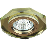 ЭРА DK5 GD/YL светильник встраиваемый в потолок и стены   50W   стекло многогранник d100 зерк золото/золото 