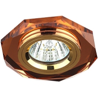 ЭРА DK5 GD/BR светильник встраиваемый в потолок и стены   50W   стекло многогранник d100 зерк коричнев/золото 