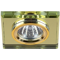 Светильник встраиваемый ЭРА DK8 GD/YL 50W   стекло квадрат d90 зеркальн. желтый золото 