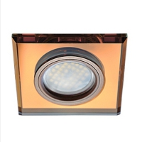Ecola DL1651   светильник встраиваемый в потолок и стены   квадратный стекло Янтарь/Черненая медь 25x90x90 FA1651EFF 