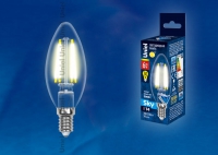 Лампа светодиодная Uniel LED-C35-6W/WW/E14/CL PLS02WH свеча прозрачная теплый белый 