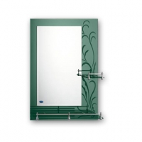 Зеркало зеленое для ванной с полочками 70 х 50 F686 