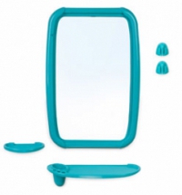 Набор для ванной из зеркала и полочек зеркало с полкой светло-голубой 