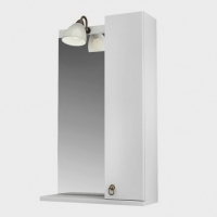 Зеркало для ванной со шкафом, полкой и светильником РЕЙМС 50 см белый в Орехово-Зуево