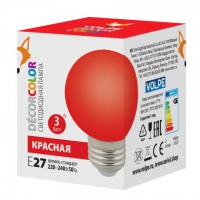 Лампа красная декоративная светодиодная LED-G60-3W/RED/E27/FR/C 