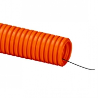 Труба гофрированная ПНД 16 мм с протяжкой тяжелая оранжевая 