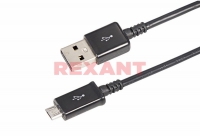USB кабель microUSB 1 м длинный штекер черный 