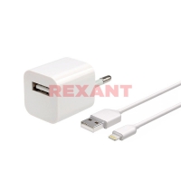 Зарядка для телефона Apple iPhone USB 1000 mA белое REXANT в Орехово-Зуево купить за 195 руб  в интернет-магазине стройматериалов СтройДвор на Карболите 