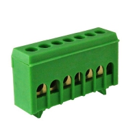 Шина нулевая 6х9 7 групп в корпусе на DIN-рейку синяя/желтая/зеленая 