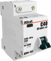 Дифференциальный автоматический выключатель дифавтомат  ДИФ-102 1P+N 20А/30мА УЗО тип АС 4,5кА Schneider DEKraft 