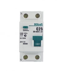 Дифференциальный автоматический выключатель дифавтомат ДИФ-102 1P+N 25А/30мА УЗО тип АС 4,5кА Schneider DEKraft 