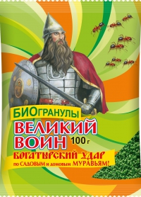 ВЕЛИКИЙ ВОИН Биогранулы от муравьев (бура) для грядок и теплиц 100 г 