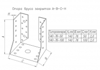 Опора бруса ЗАКРЫТАЯ 100 х 140 в Орехово-Зуево